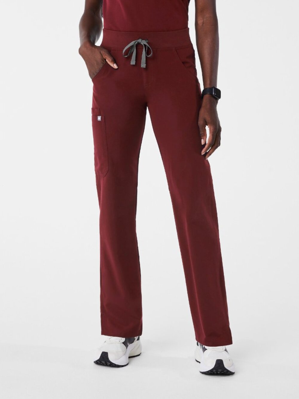 FIGS Burgundy Kade Straight Leg Scrub Pants M Tall HEMMED - See Inseam